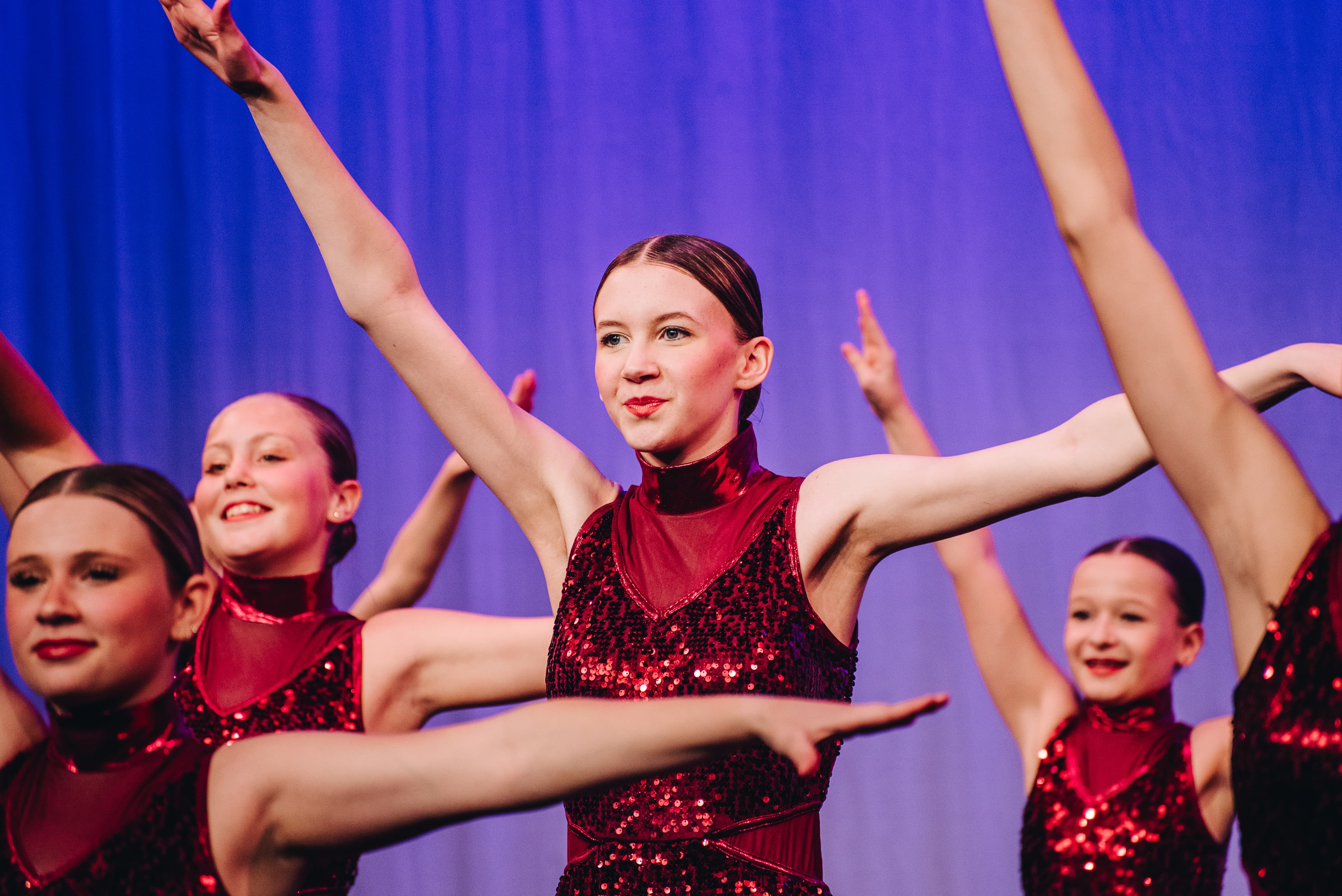 Dance instructor with students